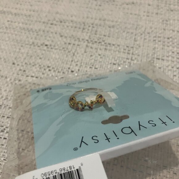 NWT Itsy Bitsy Love Cubic Zirconia 14K Gold Over Silver Ring Size 9 - Picture 4 of 5